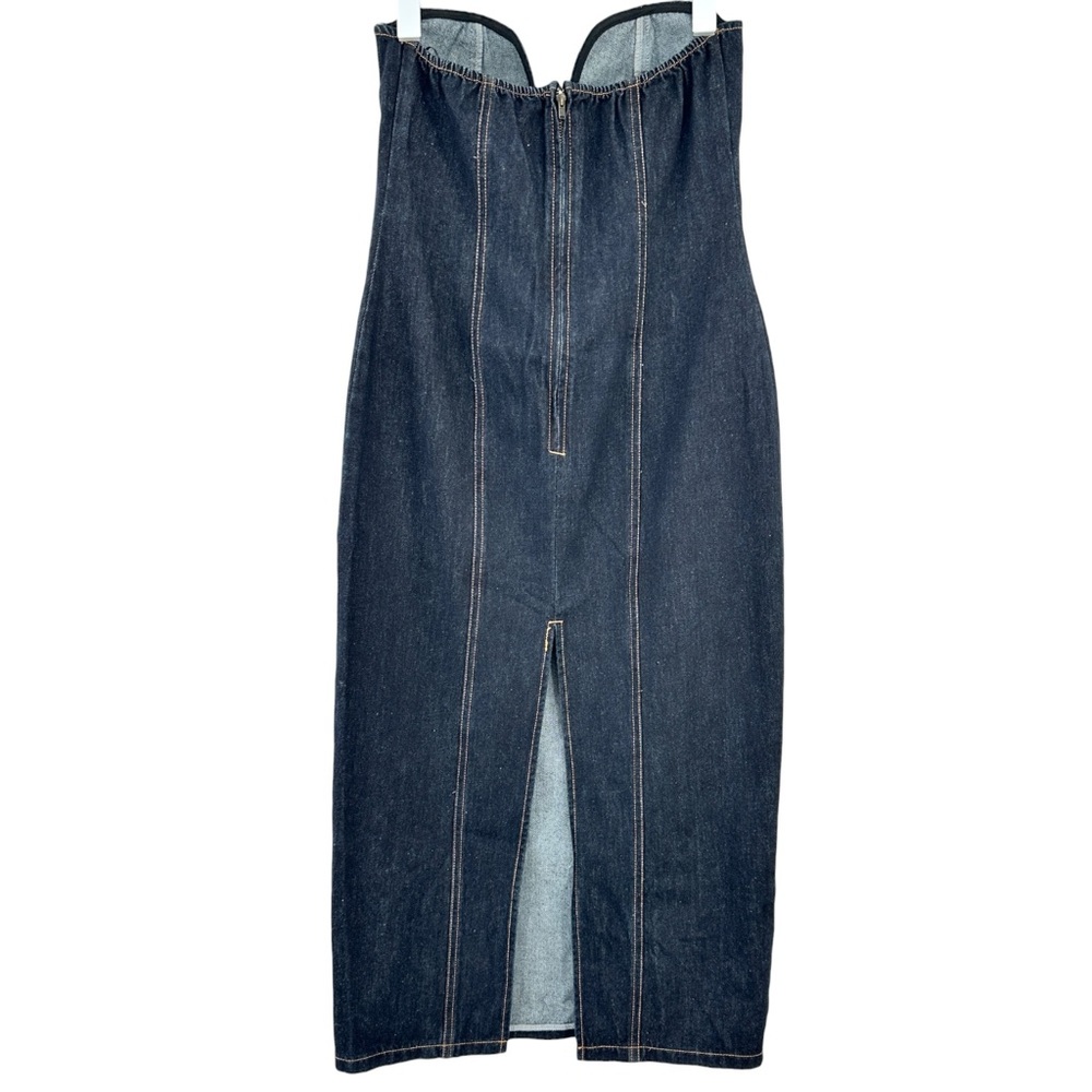 NWT LIONESS Smokeshow Dark Wash Denim Strapless Sleeveless Midi Dress sz M - Picture 5 of 12